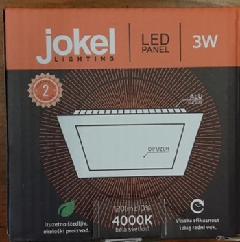 AL585 LED panel 3W ugradni 89x89x18/75x75mm 100-240V 4000K JOKEL