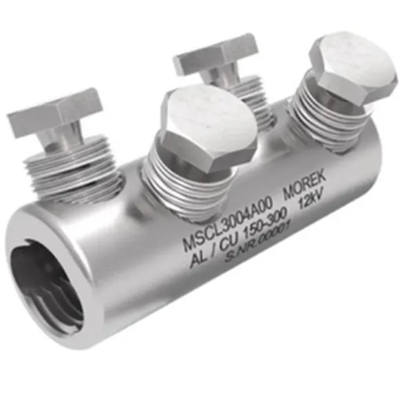  MSCL3004A00 MSCL3004A00 MSCL300 Al/Cu 150-300mm² 12kV čaura sa četiri aluminijumska kidajuća zavrtnja Materijal žice Al/Cu
Poprečni presek min. (mm²) 150
Presek max. (mm²) 300
Ulazna žica min. (mm²) 150
Ulazna žica max. (mm²) 300
Nazivni napon (V) 12000
Materijal Aluminijum presvučen kalajem
Širina artikla (mm) 38
Dužina  (mm) 112
Visina  (mm) 60
Težina artikla (g) 265
Vijak M22
Sertifikacija EN 61238-1 Klasa A