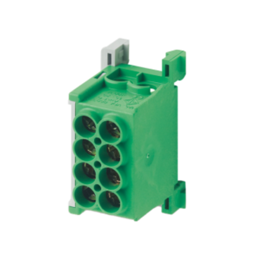 Distributivna stezaljka zelena 4x2,5-25mm2 Cu 400V 80A montaža na DIN šinu