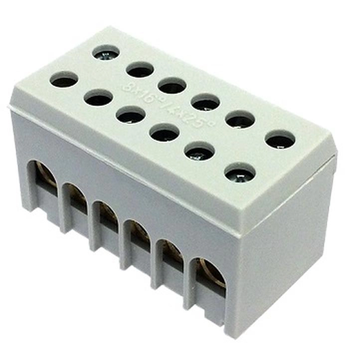  MAD2006A15 MAD2006A15 A6H-2 sivi 2p 6x16mm2 IP20 fazni terminal Boja siva
Materijal žice Cu
Poprečni presek min. (mm²) 2,5
Poprečni presek max. (mm²) 25
Ulazna žica min. (mm²) 1,5
Ulazna žica max. (mm²) 25
Izlazna žica min. (mm²) 1,5
Izlazna žica max. (mm²) 25
Broj priključaka 12
Nazivna struja (A) 63 / 125
Nazivni napon (V) 500
Radna temperatura (°C) 85
Materijal Mesing, poliamid PA6
Način montaže na DIN šinu
Širina artikla (mm) 27
Dužina artikla (mm) 53
Visina (mm) 38
Težina predmeta (g) 88
Maks. struja kratkog spoja Icv=4,2 kA/1 s
Nazivni udarni napon (kV) 8
Otpor kratkog spoja (kA/1s) 4,2 kA/1 s
Moment zatezanja (Nm) 2,5 Nm
IP ocena IP20
Sertifikacija EN 60998-1, EN 60998-2-1
Otpornost na plamen UL94 V2