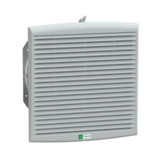  NSYCVF850M115PF NSYCVF850M115PF ClimaSys ventilator IP54, 850m3/h, 115V, sa izlaznom rešetkom i filterom G2 Tip proizvoda ili komponente	
Ventilator
Type of filter	
Standardni
Flow rate	
Free flow rate with standard filter: 983 m3/h at 50 Hz
Free flow rate with standard filter: 944 m3/h at 60 Hz
[us] nazivni napon	
103...122 V
Naponski ulaz	
115 V 50/60 Hz
Dopunske informacije
Absorbed power	
145 W 50 Hz
182 W 60 Hz
[in] nazivna struja	
1.279 A 50 Hz
1.6 A 60 Hz
Noise level < at	
77…78 dB
Tip ležaja	
Kuglični
Visina	
336 mm external:
Širina	
316 mm external:
Dubina	
162 mm external:
Dimenzije izreza	
291 x 291 mm
Masa proizvoda	
4,1 kg
Materijal	
Izlaznu rešetku: brizgana termoplastika (ASA PC)
Boja	
Izlaznu rešetku: siva (RAL 7035)
Temperatura okoline za rad uređaja	
-15…60 °C
Temperatura okoline za skladištenje	
-40…70 °C
Maksimalni pritisak	
170 Pa flow rate 0 m³/h
Povezivanje - priključci	
Priključni blok
Ip stepen zaštite	
IP54
Sastav uređaja	
1 aksijalni motor
2 zaštitna rešetka: na prednjim i zadnjim površinama
1 filter: prednji deo aks 
