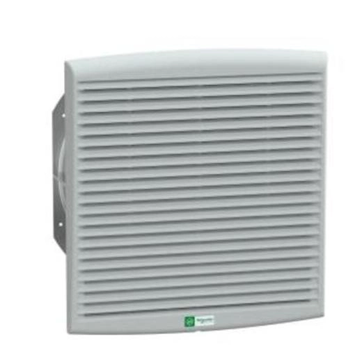  NSYCVF850M230PF NSYCVF850M230PF ClimaSys ventilator IP54, 850m3/h, 230V, sa izlaznom rešetkom i filterom G2 Tip proizvoda ili komponente	
Ventilator
Type of filter	
Standardni
Flow rate	
Slobodan protok sa standardnim filterom: 838 m3/h pri 50 Hz
Slobodan protok sa standardnim filterom: 803 m3/h pri 60 Hz
[us] nazivni napon	
207...244 V
Naponski ulaz	
230 V 50/60 Hz
Dopunske informacije
Absorbed power	
150 W 50 Hz
195 W 60 Hz
[in] nazivna struja	
0,65 A 50 Hz
0,85 A 60 Hz
Noise level < at	
75…76 dB
Tip ležaja	
Kuglični
Visina	
336 mm external:
Širina	
316 mm external:
Dubina	
162 mm external:
Dimenzije izreza	
291 x 291 mm
Masa proizvoda	
4,1 kg
Materijal	
Izlaznu rešetku: brizgana termoplastika (ASA PC)
Boja	
Izlaznu rešetku: siva (RAL 7035)
Temperatura okoline za rad uređaja	
-15…60 °C
Temperatura okoline za skladištenje	
-40…70 °C
Maksimalni pritisak	
170 Pa flow rate 0 m³/h
Povezivanje - priključci	
Priključni blok
Ip stepen zaštite	
IP54
Sastav uređaja	
1 aksijalni motor
2 zaštitna rešetka: na prednjim i zadnjim površinama
1 filter: predn 