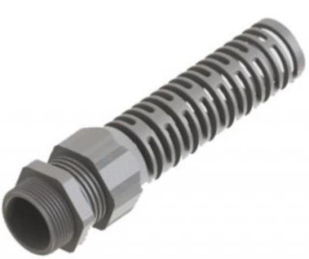  MBP1BR16L0 MBP1BR16L0 Uvodnica sa spiralom, PG16, 10-14mm, PA6 svetlo siva RAL7035 • Priključni navoj: PG (DIN 40430)
• Klasa zaštite: IP68 na do 5 bara
• Raspon temperature: -20 ° C +100 ° C; -30 ° C +150 ° C (kratkotrajno)
• Sa spiralnim vrhom za zaštitu od savijanja
• Za visoko pokretne fleksibilne kablove
• Otpornost na vibracije
• UV otpornost
• Jednostavna montaža
• Bez halogena 