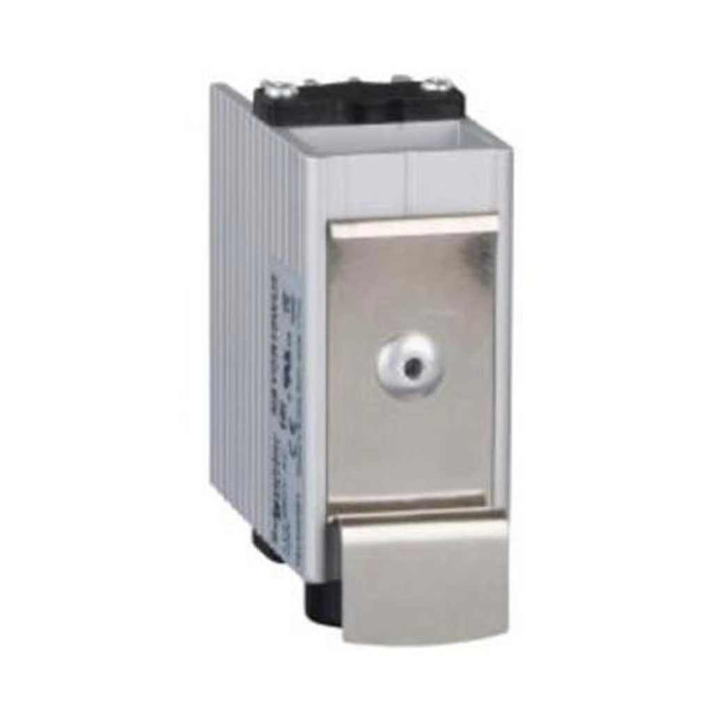  NSYCR10WU2 NSYCR10WU2 ClimaSys PTC grejač 10W, 110-250V Tip proizvoda ili komponente	
Grejač
Opseg snage	
10 W
Naponski ulaz	
110...250 V AC 50/60 Hz
Električna veza	
Cable 2 x 0.75 mm² length: 300 mm
Dopunske informacije
Radni položaj	
Vertikalno
Temperatura okoline za rad uređaja	
-40…70 °C
Ip stepen zaštite	
IP20
Sertifikacija proizvoda	
UL
VDE
Materijal	
Kućište: ekstrudirani aluminijum
Visina	
85 mm spoljašnja:
Širina	
25 mm spoljašnja:
Dubina	
57 mm spoljašnja:
Uslovi upotrebe	
Grejači moraju biti instalirani zajedno sa kontrolerom temperature
Potrebna električna zaštita
Zatvoren orman
Način pričvršćivanja	
Stezaljkama
Nosači za montažu	
35 mm DIN šina 