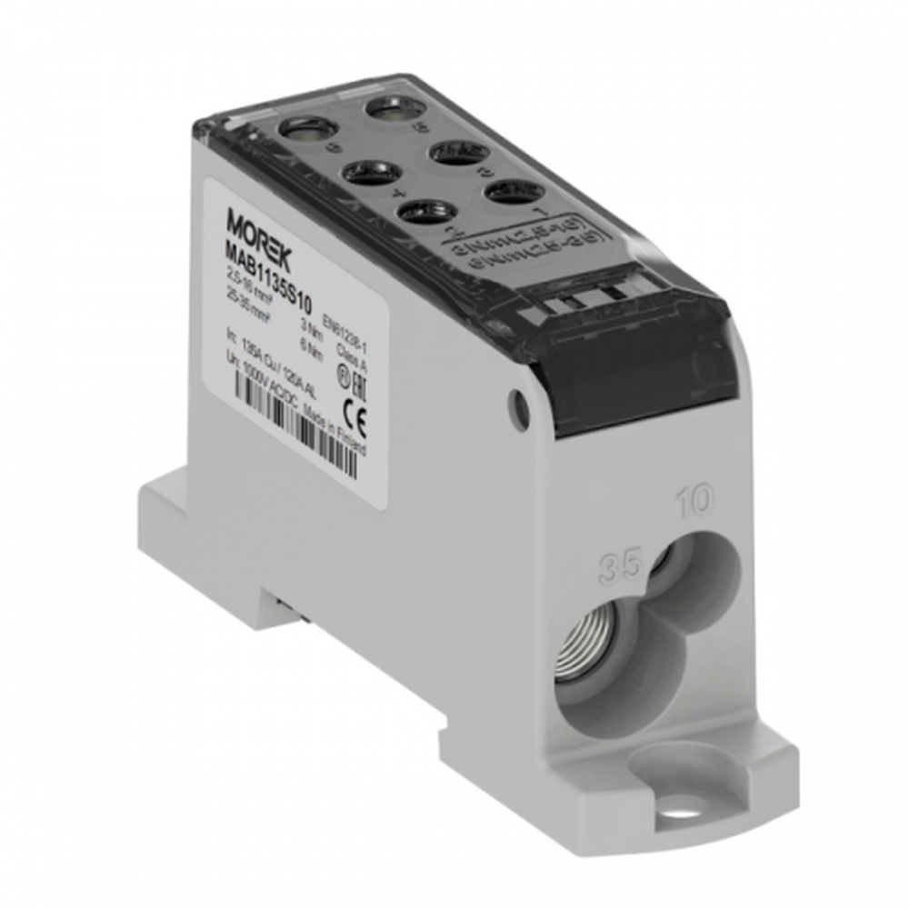 MAB1135S10 MAB1135S10 Distributivni blok 135 A sivi, ulaz Al/Cu 1x10/1x35 izlaz Cu 2x10/4x16mm2 blok