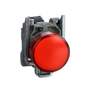  XB4BVM4 XB4BVM4 Crvena kompletna signalna lampica Ø22 ravna sočiva sa integrisanim LED 230..240V Ova Harmony XB4 modularna crvena signalna lampica sa ravnim sočivom se napaja sa 230V do 240V AC, koristi ugrađeni LED. Sadrži metalni okvir. Ova lampica, napravljena da traje bez održavanja i za jasnu indikaciju procesa i rada mašina, lako se ugrađuje u standardne otvore prečnika 22 mm i povezuje jednostavnim vijčanim priključcima. Jasno se vizuelno prepoznaje na daljinu zahvaljujući snažnom i dugotrajnom LED osvetljenju. Otporna je na udarce, na prašinu, vodu i vibracije zahvaljujući svojim IP66 / IP67 / IP69 / IP69K zaštitama, što je čini idealnom za rad u teškim uslovima.           