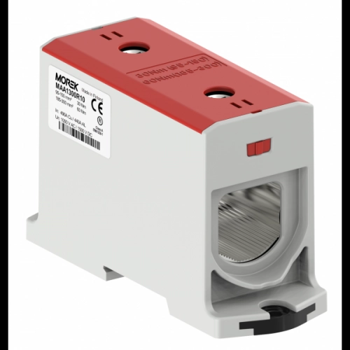  MAA1300R10 MAA1300R10 OTL300-1 crvena 1xAl/Cu 95-300mm² 1000V Univerzalna stezaljka Morek crvena univerzalna stezaljka 95-300mm²
Nominalni napon 1000 V AC / 1500 V DC
Nominalna struja 490 (Cu) / 440 (Al) A
UL94 V0
Dužina 106mm²
Širina 44mm²
Visina 71mm²