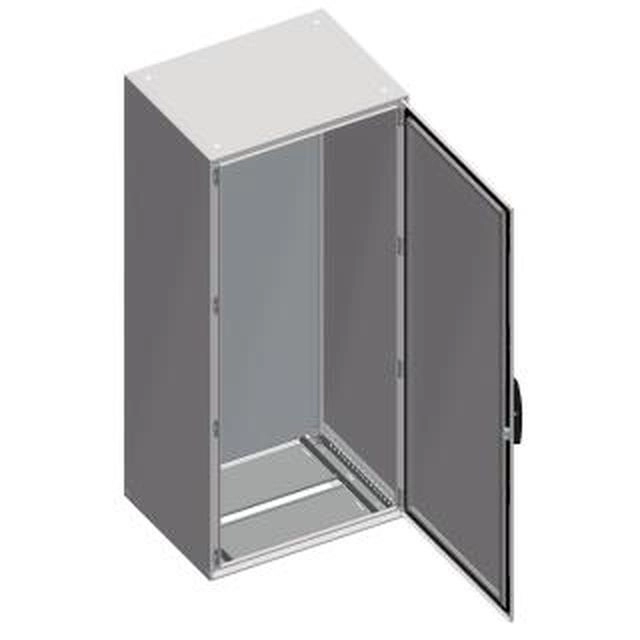  NSYSM20850P NSYSM20850P Spacial SM kompaktni orman sa montažnom pločom - 2000x800x500 mm Tip proizvoda ili komponente	
Kompaktni orman
Primena	
Više namena
Tip dodatnog instalacionog pribora	
Slobodnostojeći
Sastav uređaja	
1 body
1 cable gland plate
1 sistem za zabravljivanje sa ručicom: vrata
4 držač montažne ploče
1 mounting plate
1 vrata
Odvojivi delovi	
Vrata sa zavrtnjima bez matice šarku
Montažna ploča sa zavrtnjima bez matice nosač montažne ploče
Nosač montažne ploče sa zavrtnjima bez matice
Nazivna visina ormana	
2000 mm
Nazivna širina ormana	
800 mm
Nazivna dubina ormana	
500 mm
Dopunske informacije
Broj vrata	
Prednji deo: 1 vrata
Otvaranje vrata	
Reversible (120 °)
Tip vrata	
Ravna
Tip zaključavanja	
Zaključavanje u 4 tačke, ručica sa umetkom 5 mm dvostruki prorez
Tip kućišta	
Kućište iz jednog dela sa zavarenim zadnjim panelom
Prednji deo formira čvrst ram sa zavarenim uglovima
Opis montažne ploče	
Ravna
Tip uvodne ploče	
Standardna 