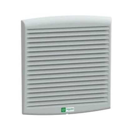 NSYCVF165M24DPF NSYCVF165M24DPF ClimaSys ventilator IP54, 165m3/h, 24V DC, sa izlaznom rešetkom i filterom G2 Tip proizvoda ili komponente	
Ventilator
Type of filter	
Standardni
Flow rate	
Slobodan protok sa standardnim filterom: 188 m3/h
[us] nazivni napon	
10...27.6 V
Naponski ulaz	
24 V DC
Dopunske informacije
Absorbed power	
8 W
[in] nazivna struja	
0,3 A
Noise level < at	
50…51 dB
Tip ležaja	
Kuglični
Visina	
268 mm spoljašnja:
Širina	
248 mm spoljašnja:
Dubina	
104 mm spoljašnja:
Dimenzije izreza	
223 x 223 mm
Masa proizvoda	
0,81 kg
Materijal	
Izlaznu rešetku: brizgana termoplastika (ASA PC)
Boja	
Izlaznu rešetku: siva (RAL 7035)
Temperatura okoline za rad uređaja	
-10…70 °C
Temperatura okoline za skladištenje	
-40…70 °C
Maksimalni pritisak	
50 Pa protok 0 m³/h
Povezivanje - priključci	
Kabl
Ip stepen zaštite	
IP54
Sastav uređaja	
1 aksijalni motor
2 zaštitna rešetka: na prednjim i zadnjim površinama
1 filter: prednji deo aksijalnog motora
1 izlazna rešetka: prednji deo
1 šablon za otvor
1 napojni kabl
Uslovi upotrebe	
Okolina uređaja m 