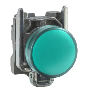  XB4BVM3 XB4BVM3 Zelena kompletna signalna lampica Ø22 ravna sočiva sa integrisanim LED 230..240V Ova Harmony XB4 modularna zelena signalna lampica sa ravnim sočivom se napaja sa 230V do 240V AC, koristi ugrađeni LED. Sadrži metalni okvir. Ova lampica, napravljena da traje bez održavanja i za jasnu indikaciju procesa i rada mašina, lako se ugrađuje u standardne otvore prečnika 22 mm i povezuje jednostavnim vijčanim priključcima. Jasno se vizuelno prepoznaje na daljinu zahvaljujući snažnom i dugotrajnom LED osvetljenju. Otporna je na udarce, na prašinu, vodu i vibracije zahvaljujući svojim IP66 / IP67 / IP69 / IP69K zaštitama, što je čini idealnom za rad u teškim uslovima.           