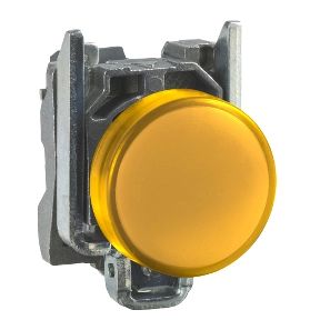  XB4BVM5 XB4BVM5 Narandžasta komp.signalna lampica Ø22 ravna sočiva sa integrisanim LED 230..240V Ova Harmony XB4 modularna narandžasta signalna lampica sa ravnim sočivom se napaja sa 230V do 240V AC, koristi ugrađeni LED. Sadrži metalni okvir. Ova lampica, napravljena da traje bez održavanja i za jasnu indikaciju procesa i rada mašina, lako se ugrađuje u standardne otvore prečnika 22 mm i povezuje jednostavnim vijčanim priključcima. Jasno se vizuelno prepoznaje na daljinu zahvaljujući snažnom i dugotrajnom LED osvetljenju. Otporna je na udarce, na prašinu, vodu i vibracije zahvaljujući svojim IP66 / IP67 / IP69 / IP69K zaštitama, što je čini idealnom za rad u teškim uslovima.           
