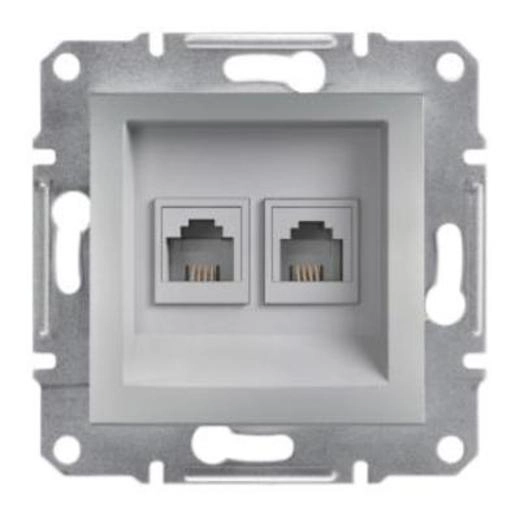 EPH4200161 EPH4200161 Dupla telefonska utičnica RJ11 4 kontakta, bez rama, aluminijum Tip proizvoda ili komponente	
Telefonska utičnica
Prezentacija uređaja	
Mehanizam sa montažnim ramom
Tip telefonske utičnice	
RJ11 (4 contacts)
Nijansa boje	
Aluminijum
Tip pakovanja	
Pakovanje u kesicama
Dopunske informacije
Montaža uređaja	
Ugradno
Povezivanje - priključci	
Vijčani priključci
Krutost kabla	
Kruti
Fleksibilni
Materijal	
ABS (acrylonitrile butadiene-styrene): central plate
Završna obrada	
Ofarban
Provodni materijal	
Bakar 